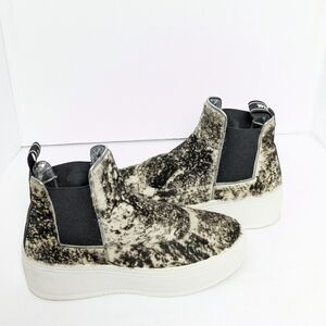 P448 Lucy high top calf hair platform sneakers
